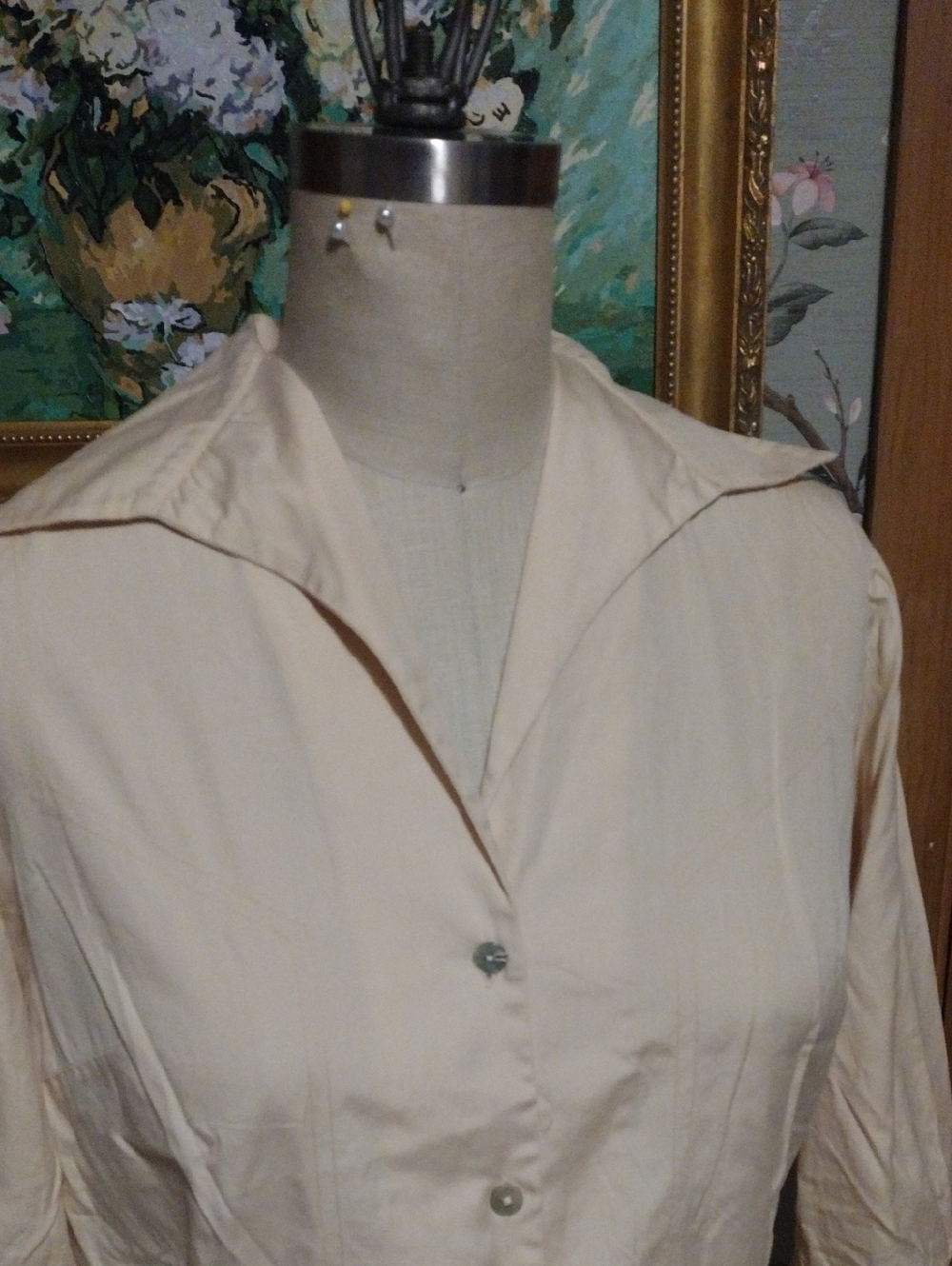 Vintage Cotton Cream Blouse - Picture 2 of 12